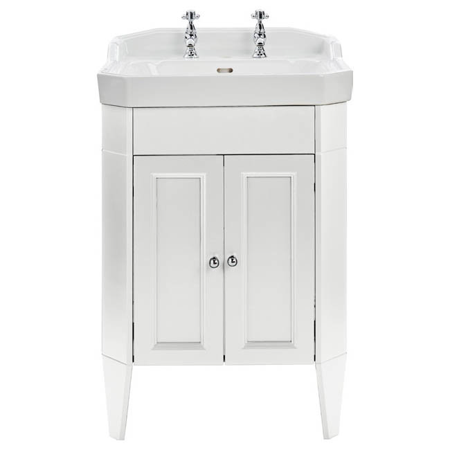 Heritage Caversham Granley Vanity Unit with Chrome Handles & Basin - White Ash Large Image