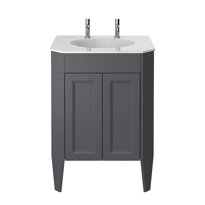 Heritage Caversham Graphite Freestanding Granley Vanity with White Marble Basin Top