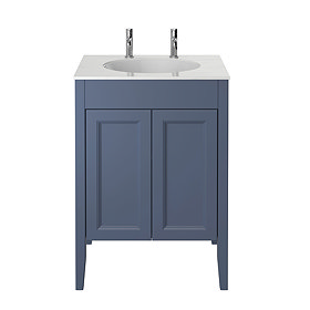 Heritage Caversham Maritime Blue Freestanding Dorchester Vanity with White Marble Basin Top