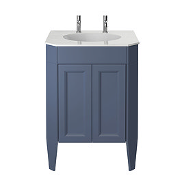 Heritage Caversham Maritime Blue Freestanding Granley Vanity with White Marble Effect Basin Top