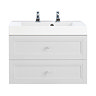 Heritage Caversham Two Drawer Wall Hung Vanity Unit & Basin with Chrome Handles - Dove Grey Large Im