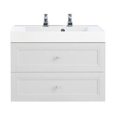Heritage Caversham Two Drawer Wall Hung Vanity Unit & Basin with Chrome Handles - Dove Grey  Profile Large Image