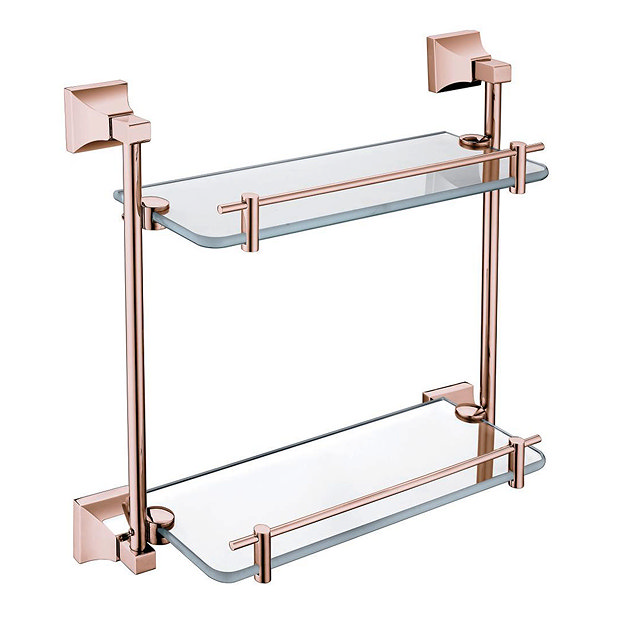 Heritage Chancery Double Glass Shelf Rose Gold ACHDGSRG Victorian