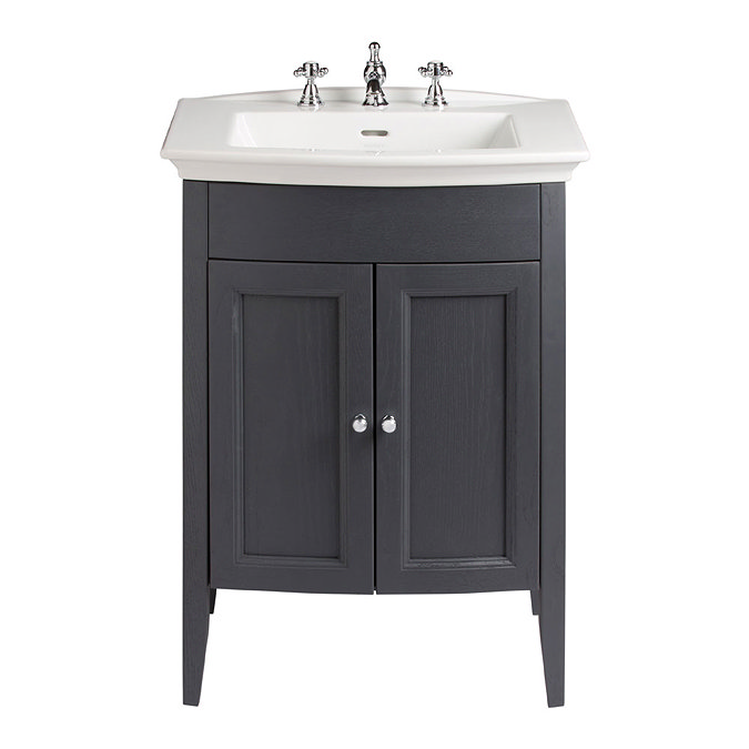 Heritage - Caversham Freestanding Blenheim Vanity Unit with Chrome Handles & 3TH Basin - Graphite La