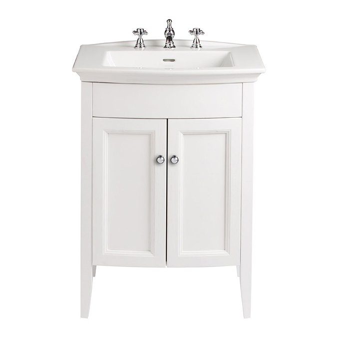 Heritage - Caversham Freestanding Blenheim Vanity Unit with Chrome Handles & 3TH Basin - White Ash L