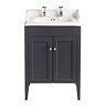 Heritage - Caversham Freestanding Dorchester Square Vanity Unit with Chrome Handles & Basin - Graphi
