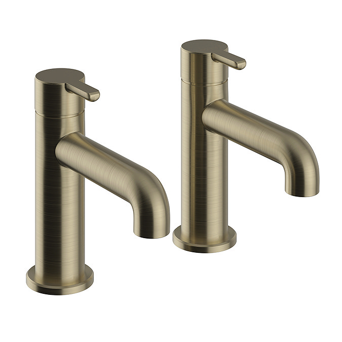 Heritage Dartmouth Basin Pillar Taps - Brushed Brass