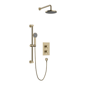 Heritage Dartmouth Concealed Thermostatic Shower with Fixed Head and Flexible Kit - Brushed Brass