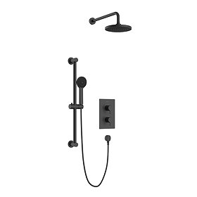 Heritage Dartmouth Concealed Thermostatic Shower with Fixed Head and Flexible Kit - Matt Black - SDACDUAL03