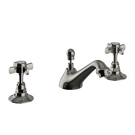 Heritage Dawlish 3 Hole Basin Mixer with Pop-up Waste - Brushed Nickel