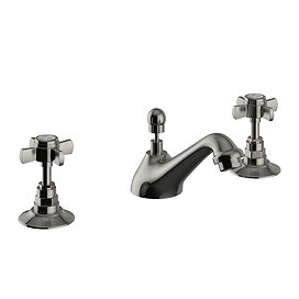 Heritage Dawlish 3 Hole Basin Mixer with Pop-up Waste - Brushed Nickel
