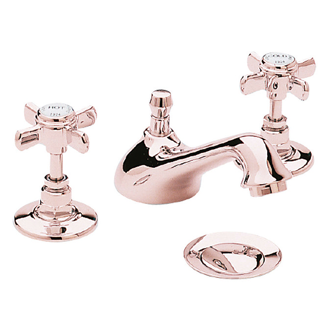 Heritage Dawlish 3TH Basin Mixer with Pop-up Waste - Rose Gold - TDCRG06 Large Image