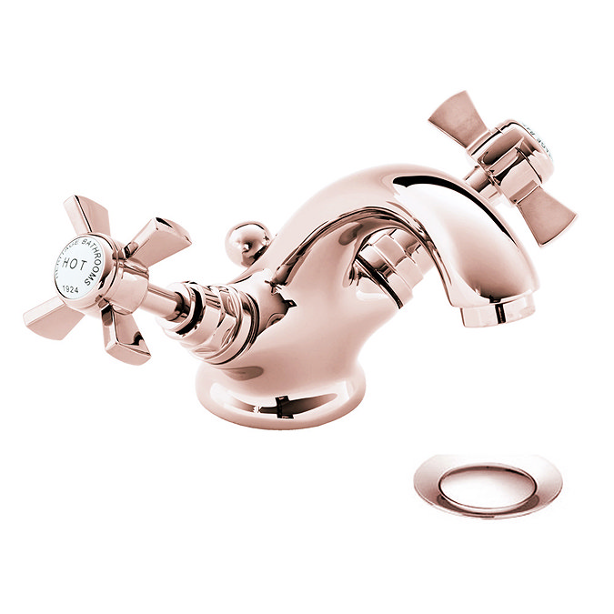 Heritage Dawlish Basin Mixer Tap with Pop-up Waste - Rose Gold - TDCRG04 Large Image