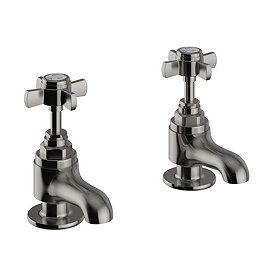 Heritage Dawlish Basin Pillar Taps - Brushed Nickel - TDCN00
