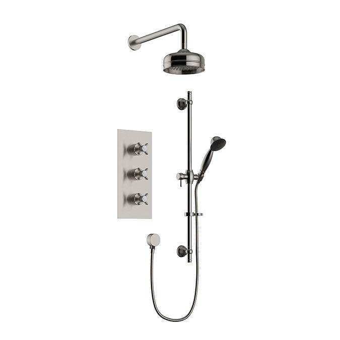 Heritage Dawlish Concealed Valve with 6" Fixed Head & Adjustable Riser - Brushed Nickel