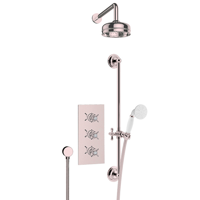 Heritage Dawlish Concealed Valve with 6" Fixed Head & Adjustable Riser - Rose Gold - SDRGDUAL03 Pro