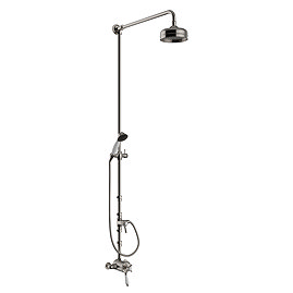 Heritage Dawlish Exposed Shower with Premium Fixed Riser Kit & Diverter to Handset - Brushed Nickel