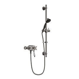 Heritage Dawlish Exposed Shower with Premium Flexible Riser Kit - Brushed Nickel