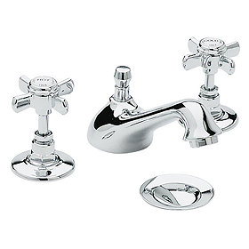 Heritage - Dawlish 3 Hole Basin Mixer with Pop-up Waste - Chrome - TDCC06 Large Image