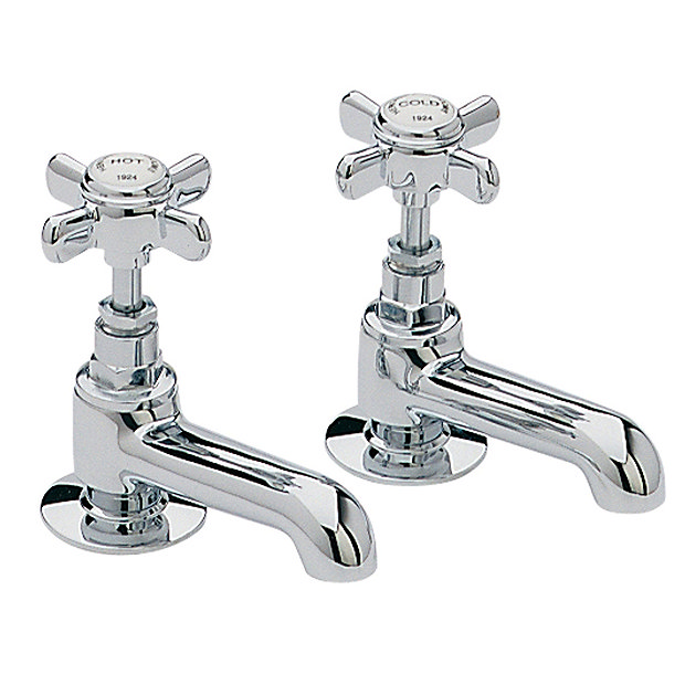 Heritage Dawlish Chrome Basin Pillar Taps Victorian Plumbing