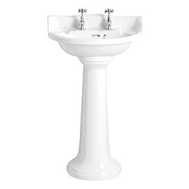Heritage - Dorchester Cloakroom Basin & Pedestal - 1 or 2 Tap Hole Options Large Image