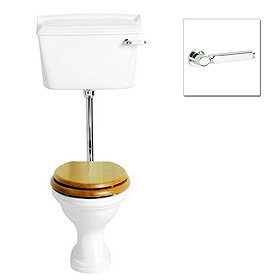 Heritage - Dorchester Low-level WC & Chrome Flush Pack with Deco Cistern Lever Large Image