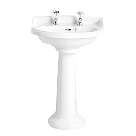 Heritage - Dorchester Medium Basin & Pedestal - Various Tap Hole Options Large Image