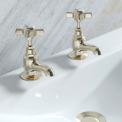 Heritage - Dawlish Short Nose Basin Pillar Taps - Vintage Gold