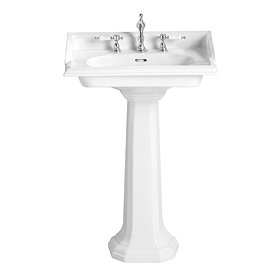 Heritage - Dorchester Square Basin & Pedestal - 2 or 3 Tap Hole Options Large Image