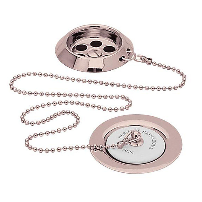 Heritage Exposed Bath Waste & Overflow with Porcelain Plug - Rose Gold - THRG16P Profile Large Imag