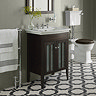 Heritage - Hidcote Freestanding Blenheim Vanity Unit with Chrome Handles & 3TH Basin - Walnut Featur