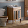 Heritage - Hidcote Freestanding Dorchester Square Vanity Unit with Chrome Handles & Basin - Walnut P