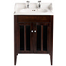 Heritage - Hidcote Freestanding Dorchester Square Vanity Unit with Chrome Handles & Basin - Walnut L