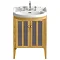 Heritage - Hidcote Freestanding Medium Bowfront Vanity Unit with Chrome Handles - Oak Large Image