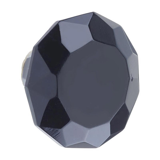 Heritage Glass Faceted Door Knob Black - FKNGL01 Large Image