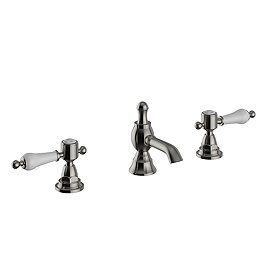 Heritage Glastonbury 3 Hole Basin Mixer with Pop-up Waste - Brushed Nickel