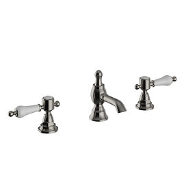 Heritage Glastonbury 3 Hole Basin Mixer with Pop-up Waste - Brushed Nickel