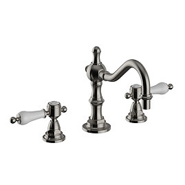 Heritage Glastonbury 3 Hole Swivel Spout Basin Mixer with Pop-up Waste - Brushed Nickel