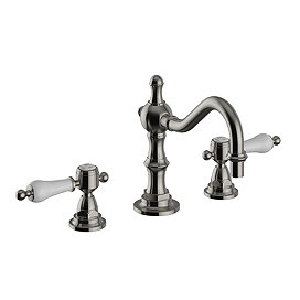 Heritage Glastonbury 3 Hole Swivel Spout Basin Mixer with Pop-up Waste - Brushed Nickel