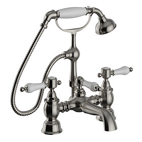 Heritage Glastonbury Bath Shower Mixer - Brushed Nickel