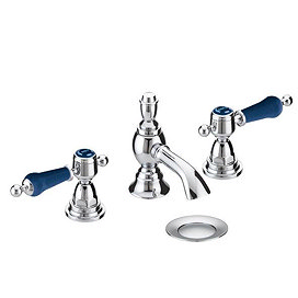 Heritage Glastonbury Midnight Blue 3 Hole Basin Mixer with Pop-up Waste - TGRBL06 Large Image