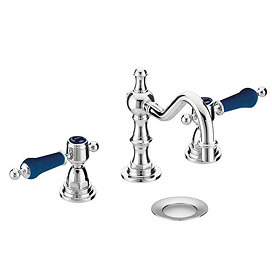 Heritage Glastonbury Midnight Blue 3 Hole Swivel Spout Basin Mixer with Pop-up Waste - TGRBL09 Large