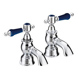 Heritage Glastonbury Midnight Blue Bath Pillar Taps - TGRBL01 Large Image