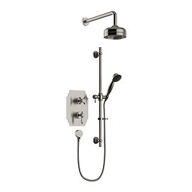 Heritage Glastonbury Recessed Shower with Premium Fixed Head & Flexible Riser Kit - Brushed Nickel