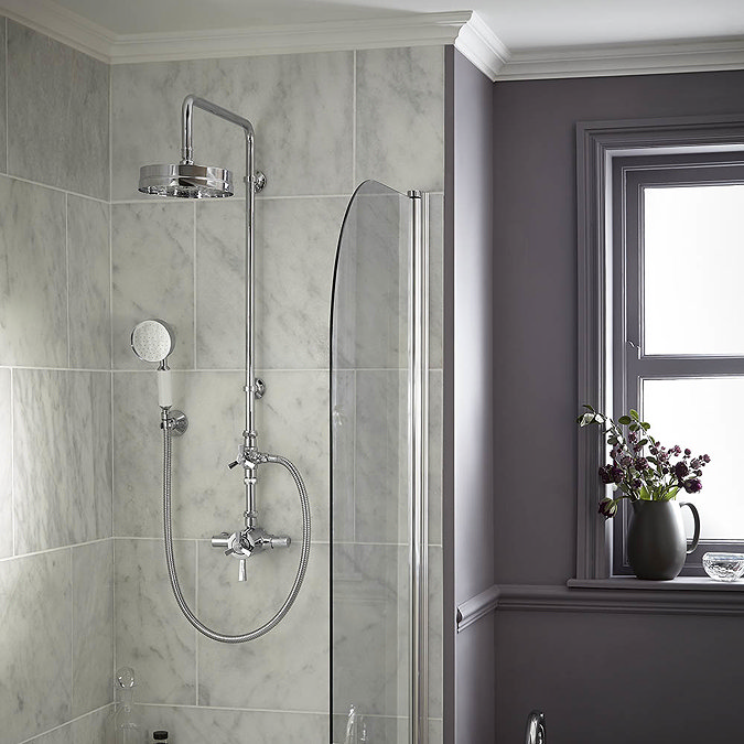 Heritage Gracechurch Exposed Shower with Deluxe Fixed Riser Kit & Diverter to Handset - Chrome - SGRDDUAL04 additional Large Image