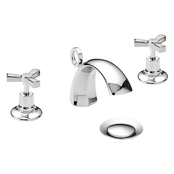 Heritage Gracechurch Mother of Pearl 3 Hole Basin Mixer with Pop-up Waste - TGRDMOP06 Large Image