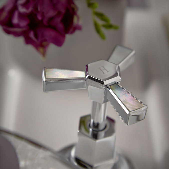 Heritage Gracechurch Mother of Pearl Bath Pillar Taps - TGRDMOP01  Profile Large Image