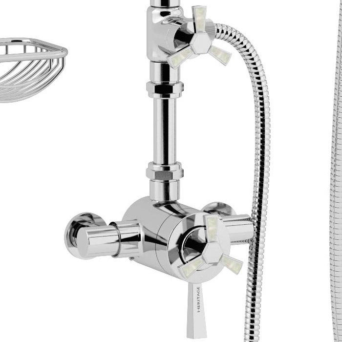 Heritage Gracechurch Mother of Pearl Exposed Shower with Deluxe Fixed Riser Kit & Diverter to Handse