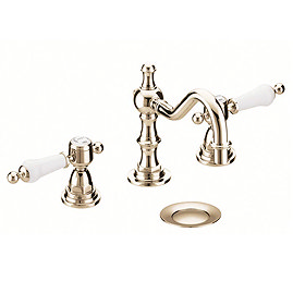 Heritage - Glastonbury 3 Hole Swivel Spout Basin Mixer with Pop-up Waste - Vintage Gold - TGRG09 Lar