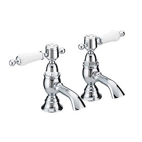 Heritage - Glastonbury Basin Pillar Taps - Chrome - TGRC00 Large Image